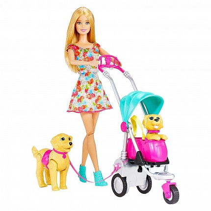 Набор игровой Barbie Прогулка со щенками CNB21